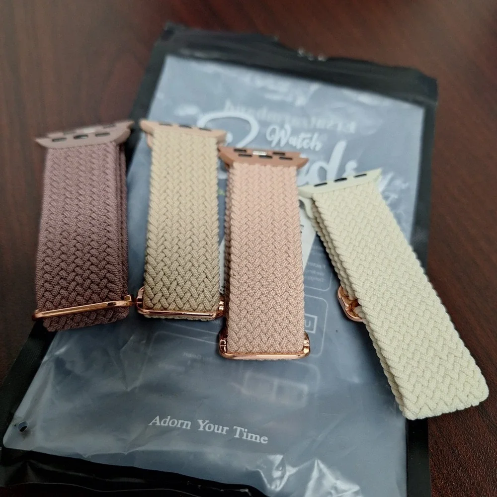 4 Pack Braided Solo Loop‎ Watch Bands Apple Watch 38/40/41mm Rose Gold